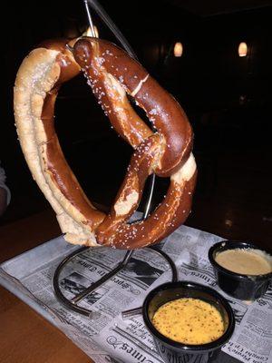 Bavarian Pretzel with mustard and beer cheese dip!!