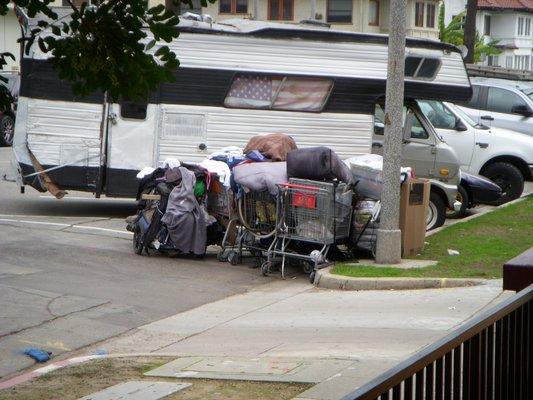 The view on our streets 24/7 -- for the past 10 yrs!  This is now a HIGH CRIME area! Thanks to FIRST FRIENDS CHURCH feeding the homeless!