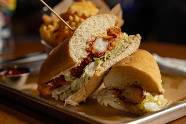 Shrimp Po' Boy - Crispy Shrimp, Shredded Lettuce, Pickles, Tomato, New Orleans Remoulade