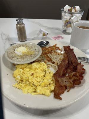 My breakfast plate. Just 2 egg breakfast and I added the grits.