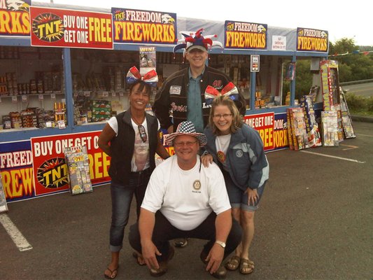 Kevin with the Rotary crew.  The fireworks stand raising a lot of money for the Rotary scholarship program