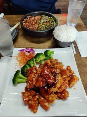 Sesame Chicken and Poke Bowl