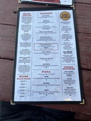 Back half menu