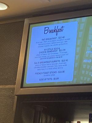 Breakfast menu