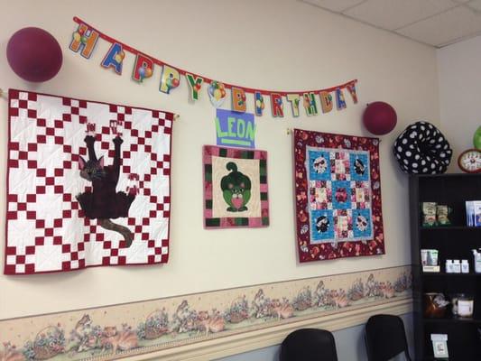 Cat quilts!!! Made by one of the doctors.