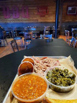 Pork Plate with Collards and Brunswick Stew