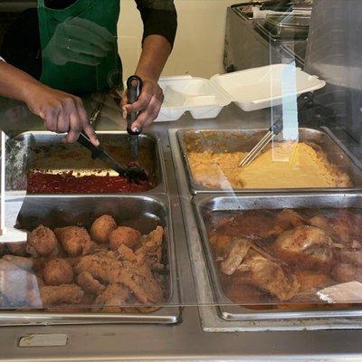 Meatloaf, whole chickens, chicken pie, fish fry, chicken fry