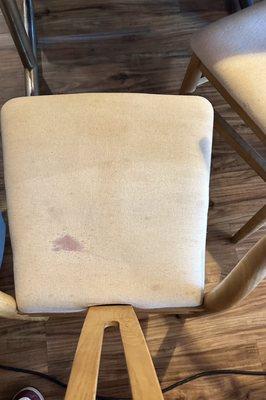 Wine stain removal from chairseat