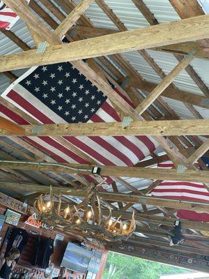 Ol glory hanging high under the bar!