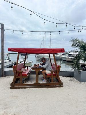 Seating at marina in the sand :)