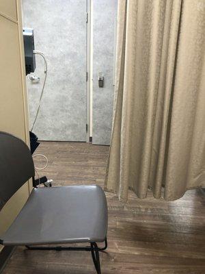 Pre surgery wait room with curtain