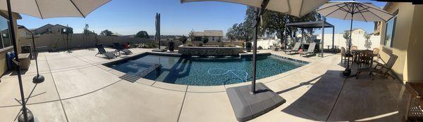 Panoramic of the concrete patio which Cascadian poured.