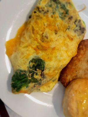 Cheese, mushroom and spinach omelet