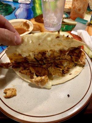 Chicken and cheese quesadilla is A+ deliciousness!