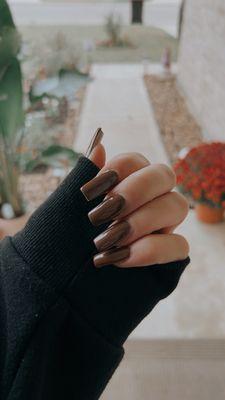 Nails, coffee beans color.