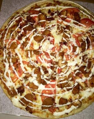 Our speciality crispy chicken ranch pizza