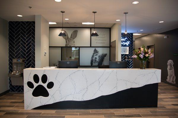 The waiting room inside the Dayton Humane Veterinary Hospital