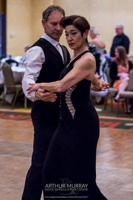 Two students performing at a dance event