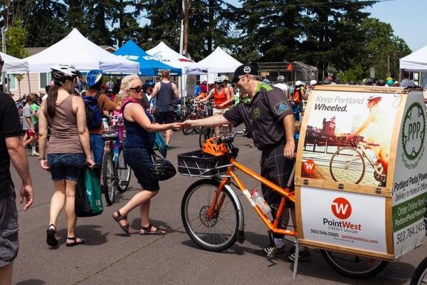 Point West Credit Union bike at Sunday Parkways.