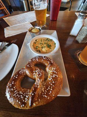 Pretzel with beer cheese and Mustard