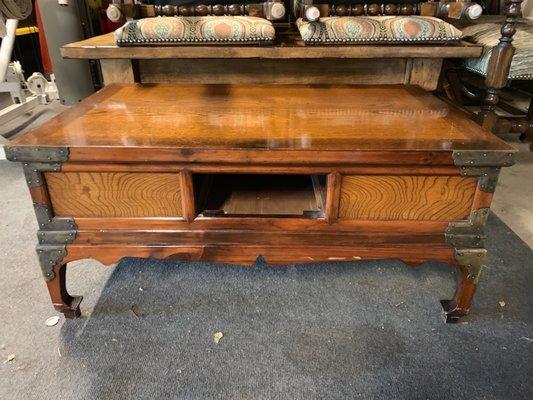 Antique chest which arrived without the drawer that fits inside it.