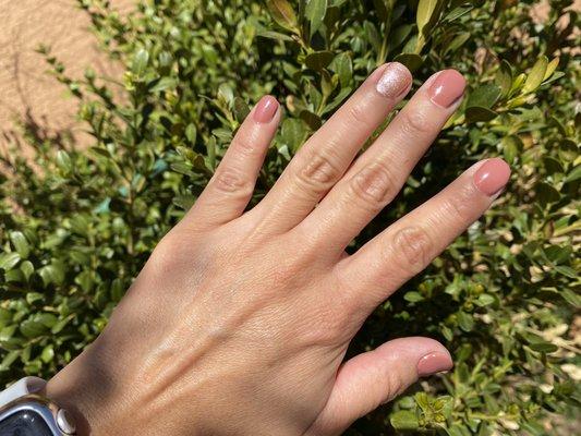 Gel Manicure in Redwood and Champagne by Hong