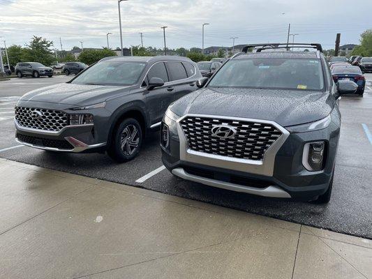 New Santa Fe (left) to replace my 2017 which I handed off to my son.