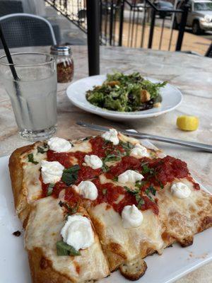 Personal Margherita Pizza, Caesar salad, with a Tito's and lemonade ... yum.