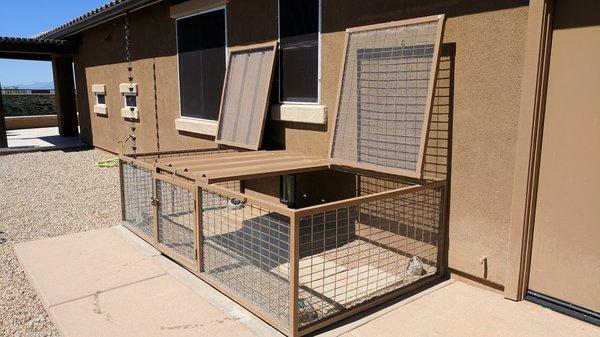 Newly rattlesnake proofed dog run. Keeping puppies safe in Dove Mountain.