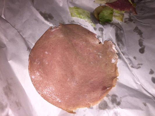 The color of this meat from my Italian sub needs no explanation...Yuck!