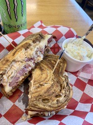 Rueben and potato salad side.