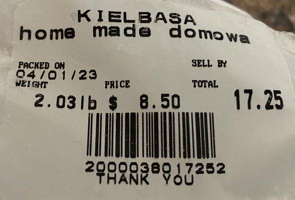 Label from the kielbasa.