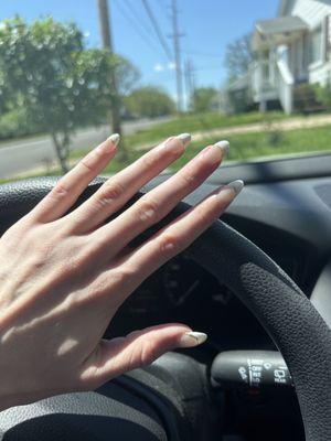 Nails done by pink polish