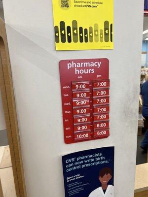 Pharmacy hours!