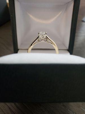 Gold with White Gold Bow Solitaire Engagement Ring