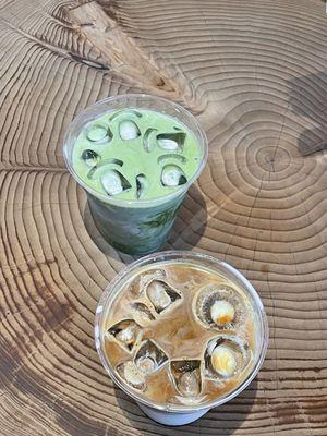 Iced Matcha and vanilla Latte