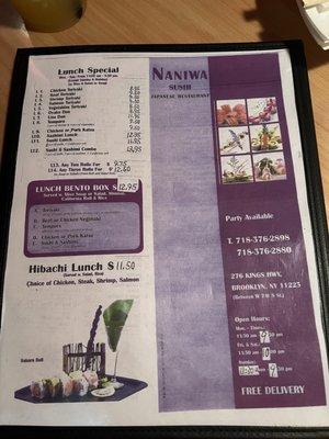 New pricing for menu