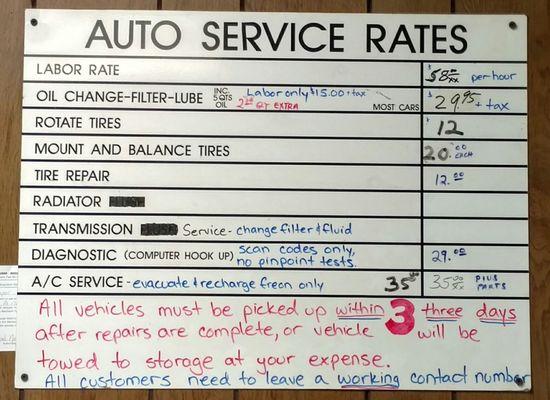 Tang Auto 2017 auto service labor rates