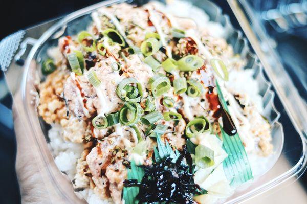 Soft Shell Crab Tower Poke Bowl (Spicy Ahi).