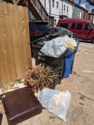 Trash ignored behind our unit, after a series of calls and complaints with no pickup.