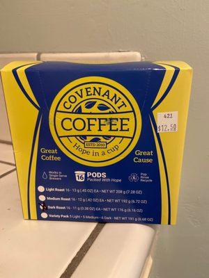 Delicious dark roast Covenant Coffee pods