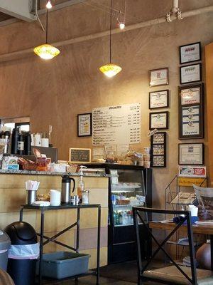 The front counter, also has pastries