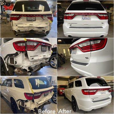 2019 Dodge Durango R/T rear end repair Before & After.