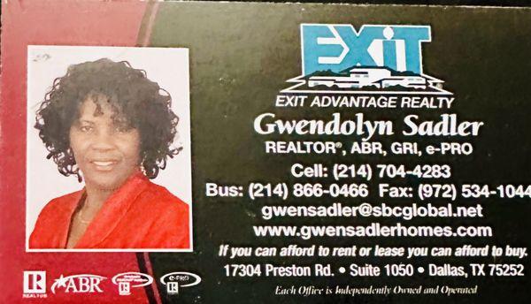 My realtors business card,  when I was a realtor for EXIT