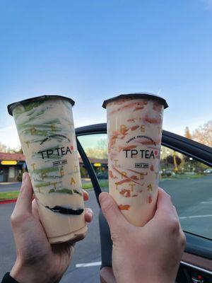 Matcha tornado and Thai tea tornado