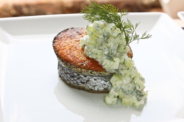 Salmon with a Cucumber, Lemon Dill