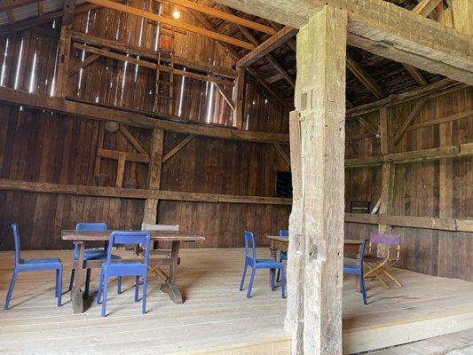 Inside the barn...has a nice breeze on a hot summer morning.