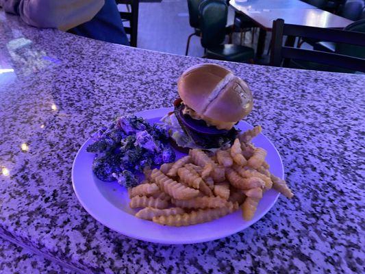 Hamburger and fries