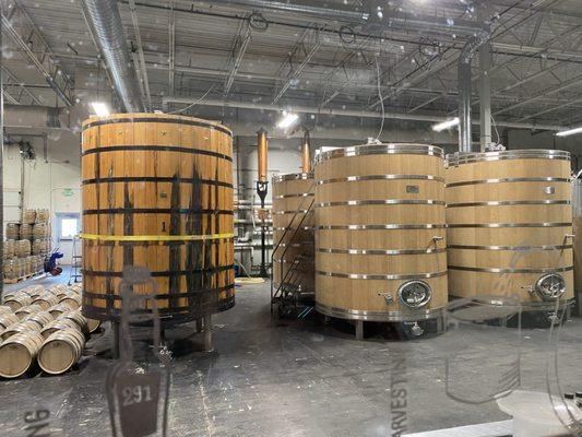 View from the bathroom hallway. Kinda cool to have all the windows in which to see the cats and barrels.