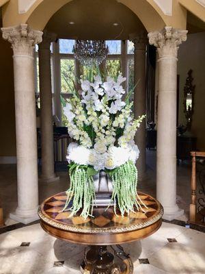 Custom real touch roses and orchids for clients foyer